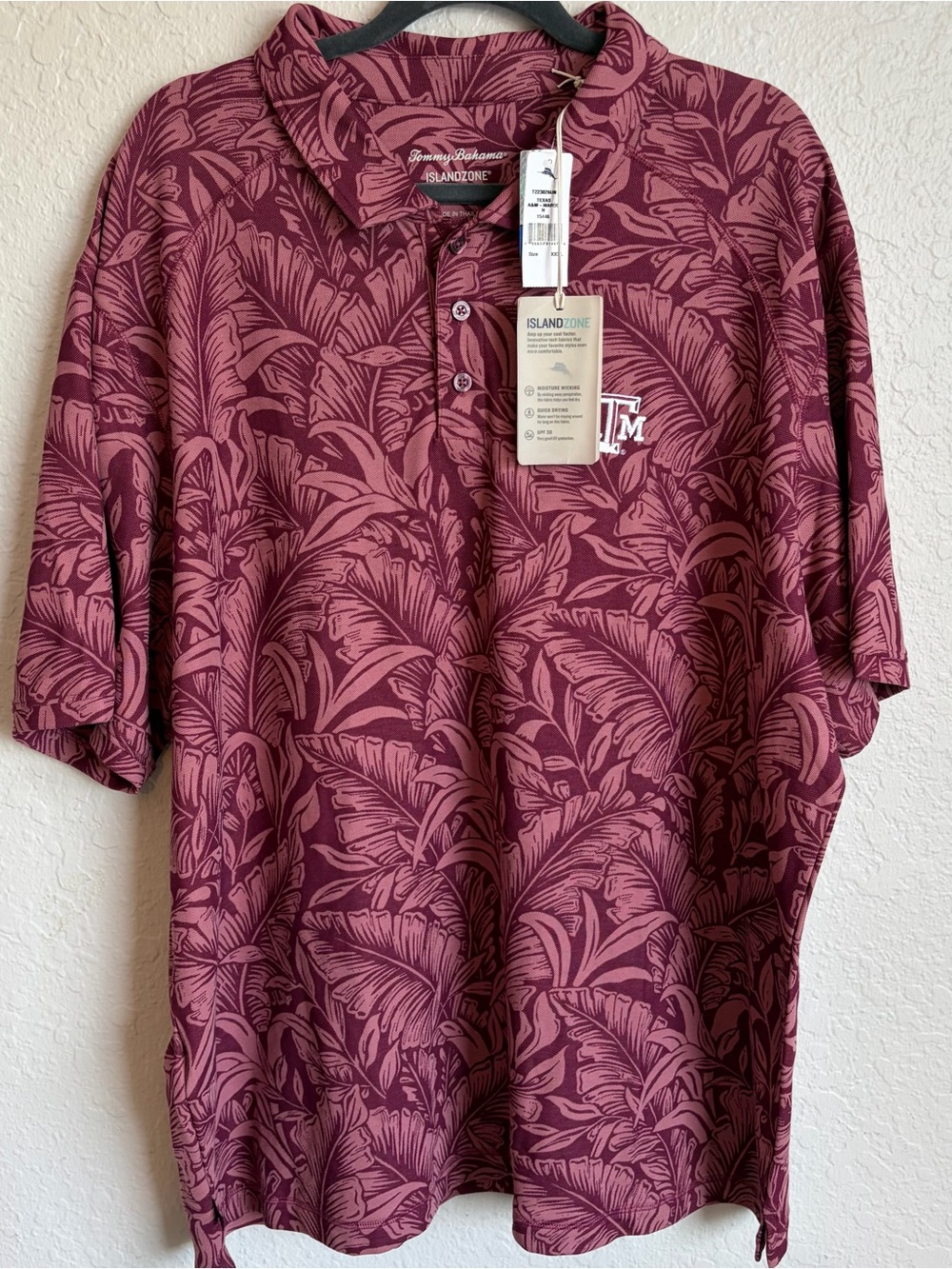 Texas A&M Aggies Tommy Bahama IslandZone Palm Print Polo Shirt - Men’s 3XL NWT - Picture 1 of 4